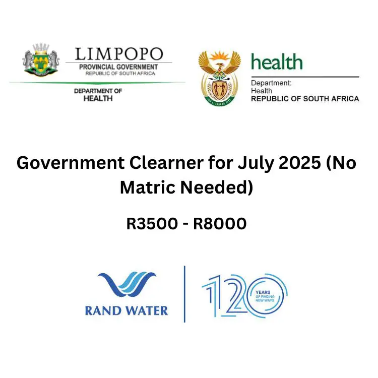 Government Clearner for July 2025 (No Matric Needed)
